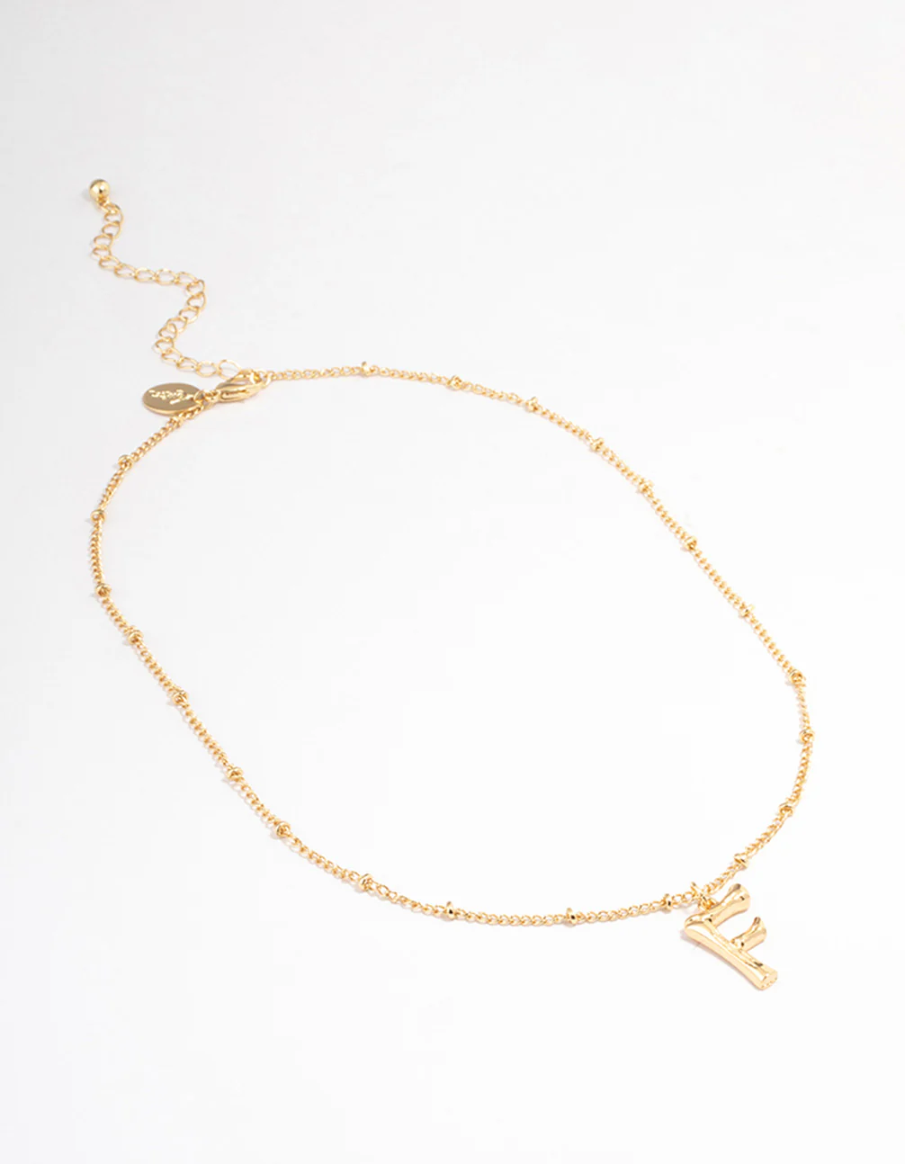 Gold Plated Letter F Bamboo  Necklace - Image 2