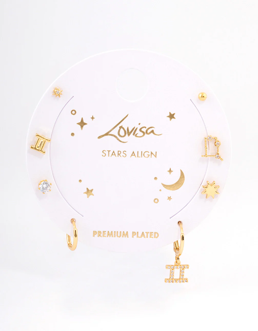 Gold Plated Gemini Star Sign Ear Stackers - Image 3