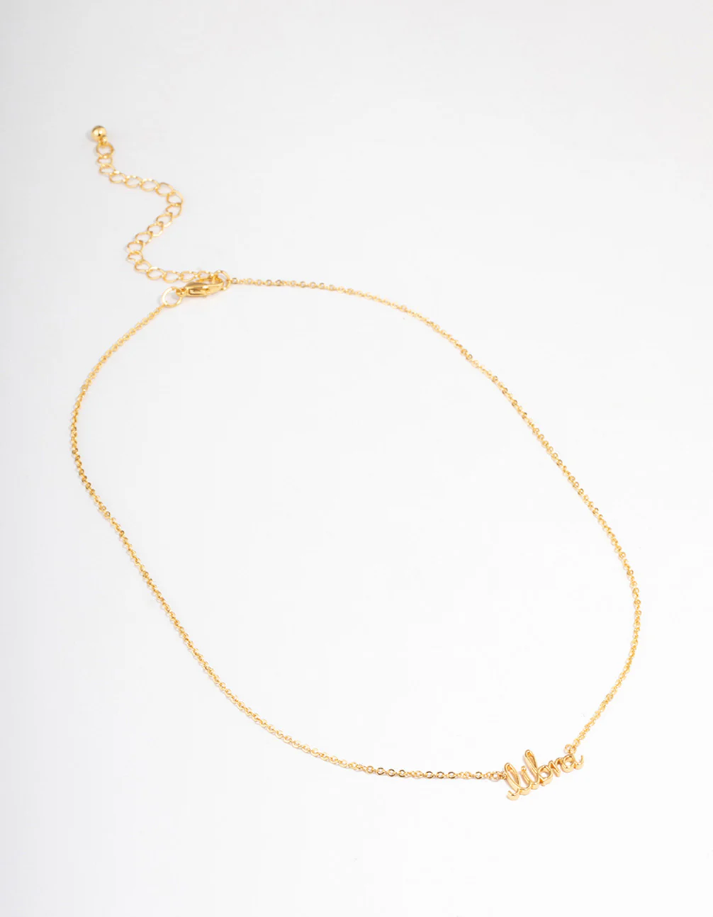 Gold Plated Libra Script Pendant Necklace - Image 2