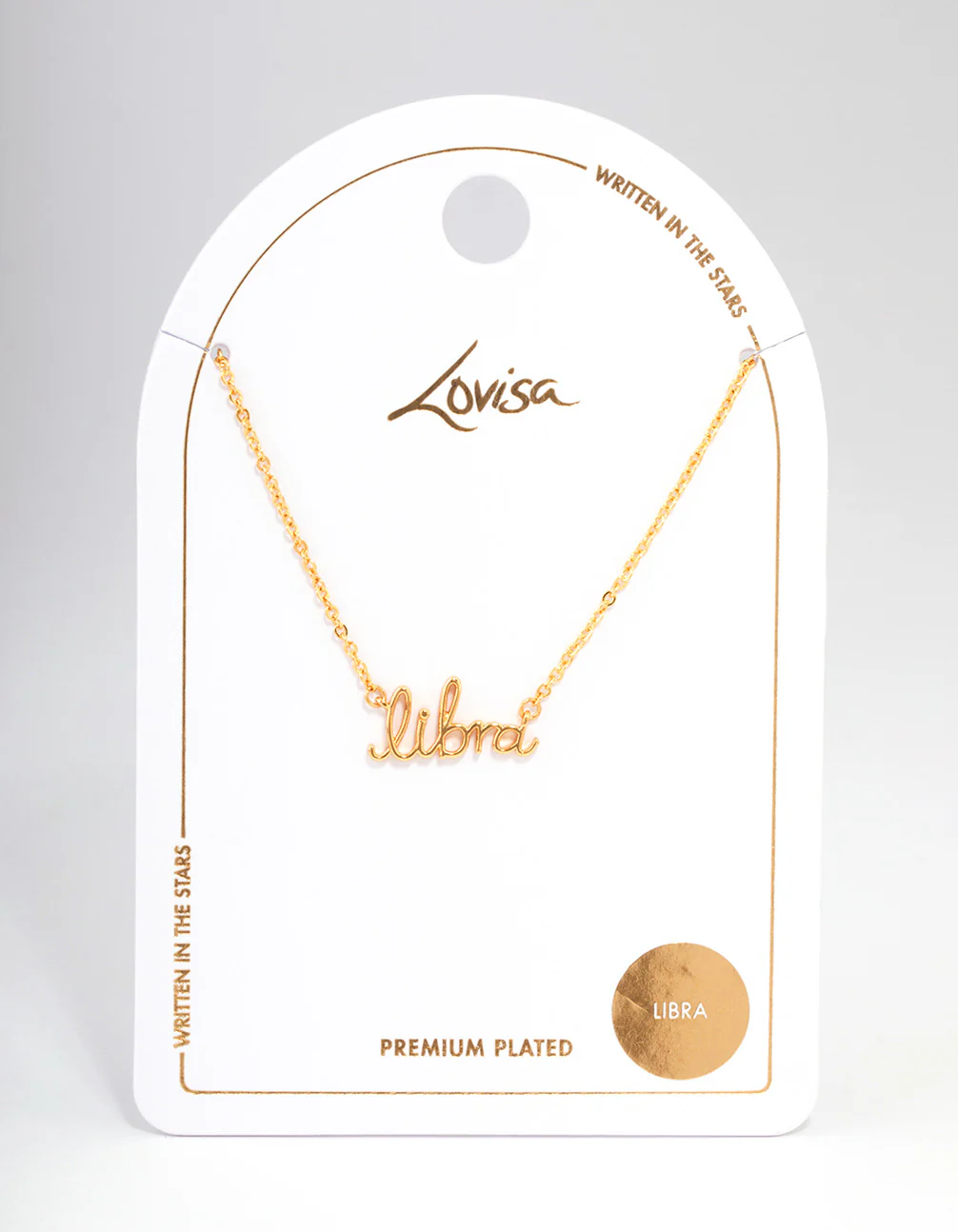 Gold Plated Libra Script Pendant Necklace - Image 3