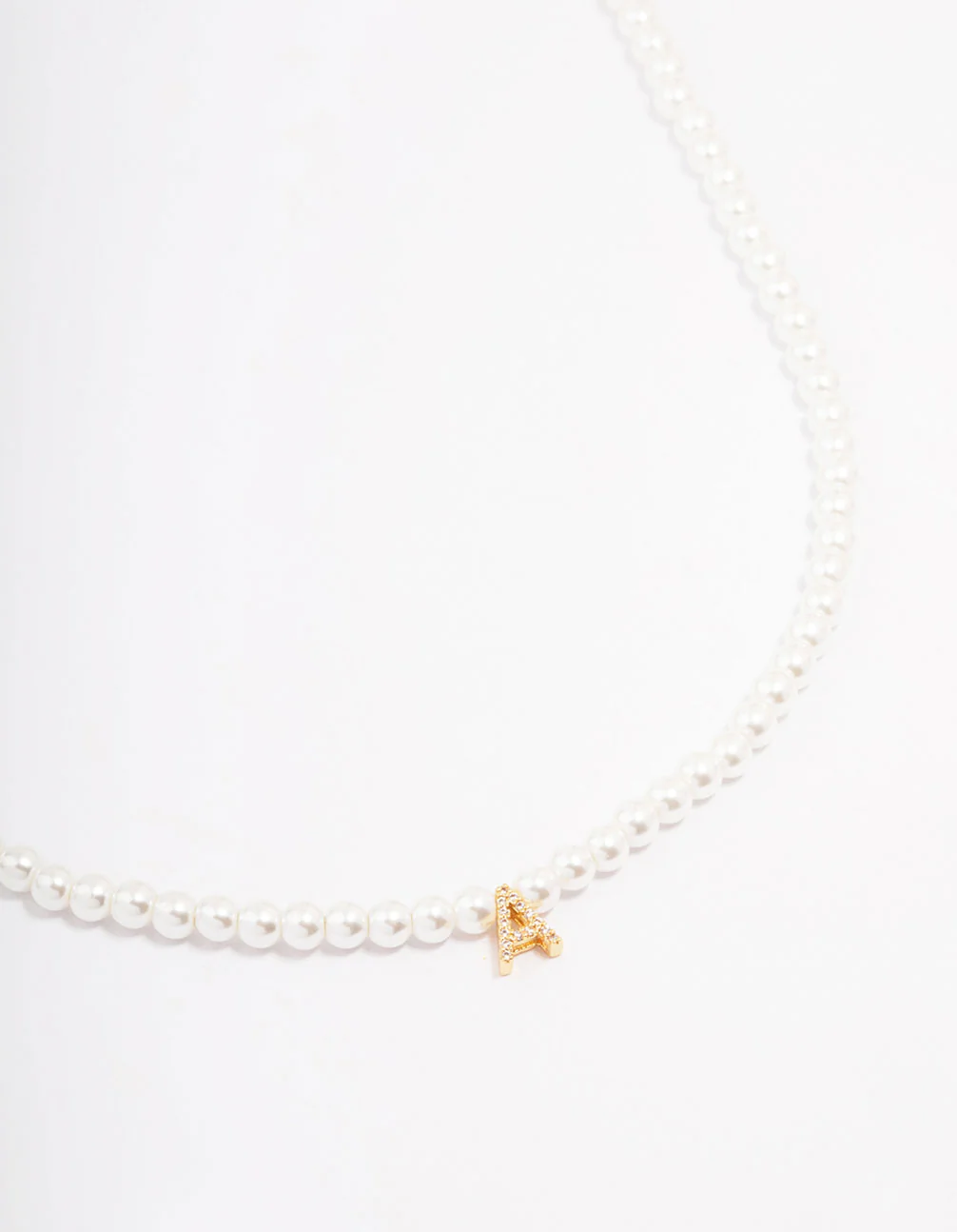 Gold Plated Pearl & Letter A Pendant Necklace