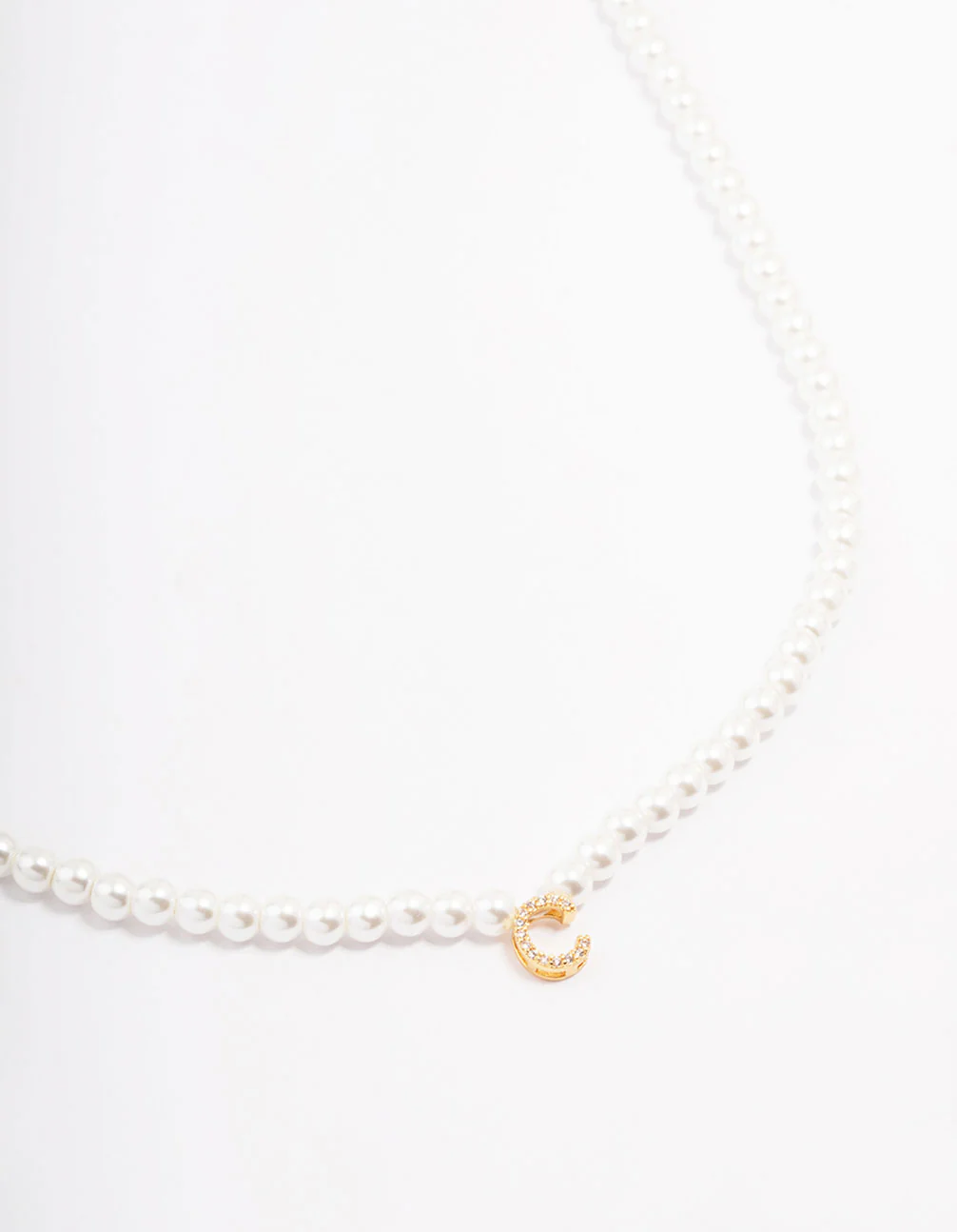 Gold Plated Pearl & Letter C Pendant Necklace