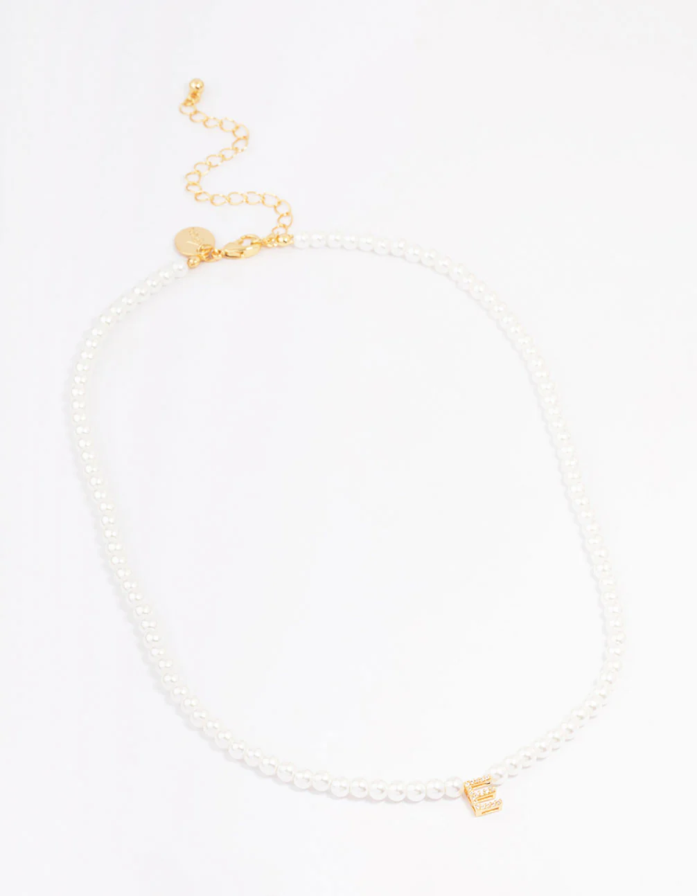 Gold Plated Pearl & Letter E  Pendant Necklace - Image 2