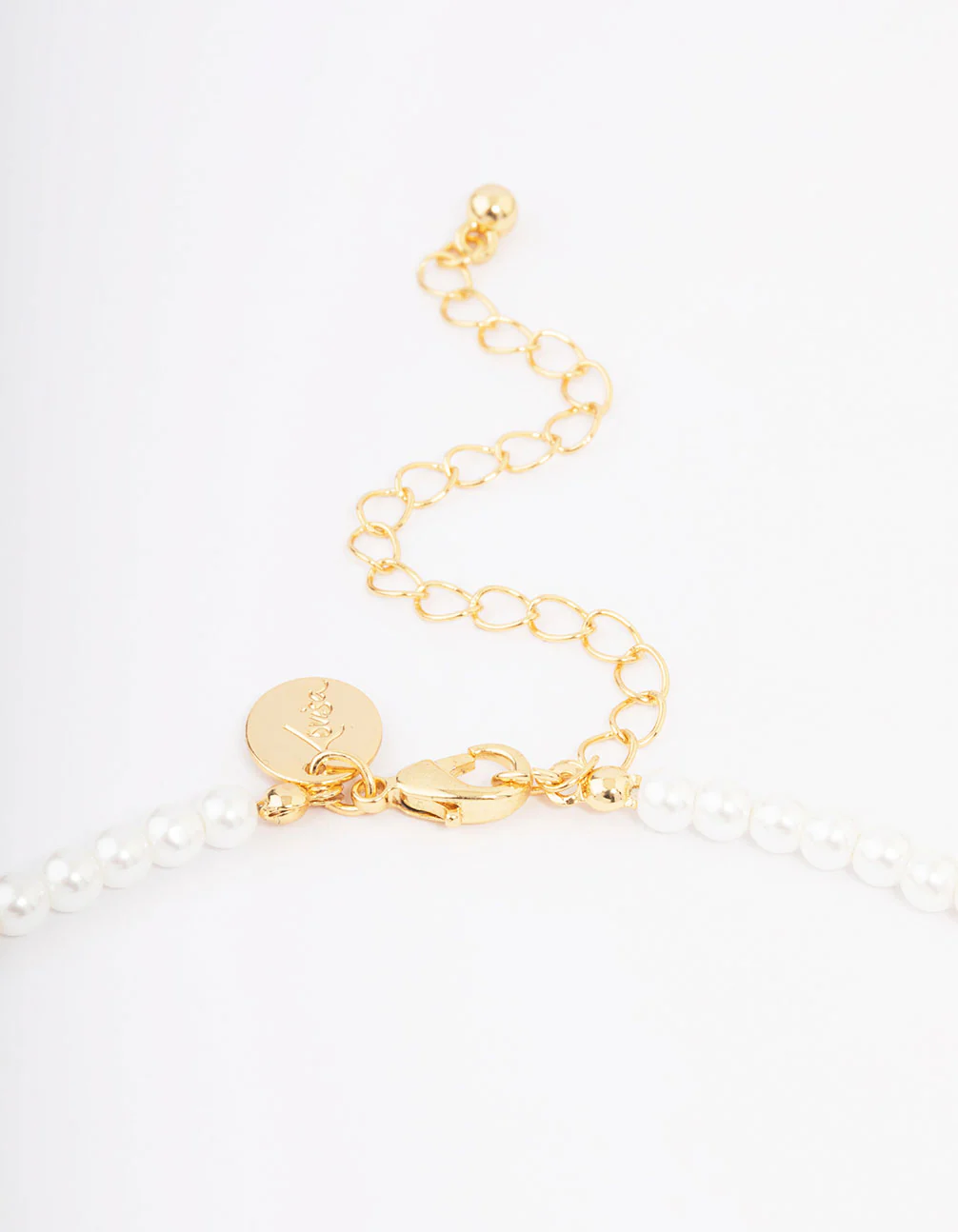 Gold Plated Pearl & Letter E  Pendant Necklace - Image 3