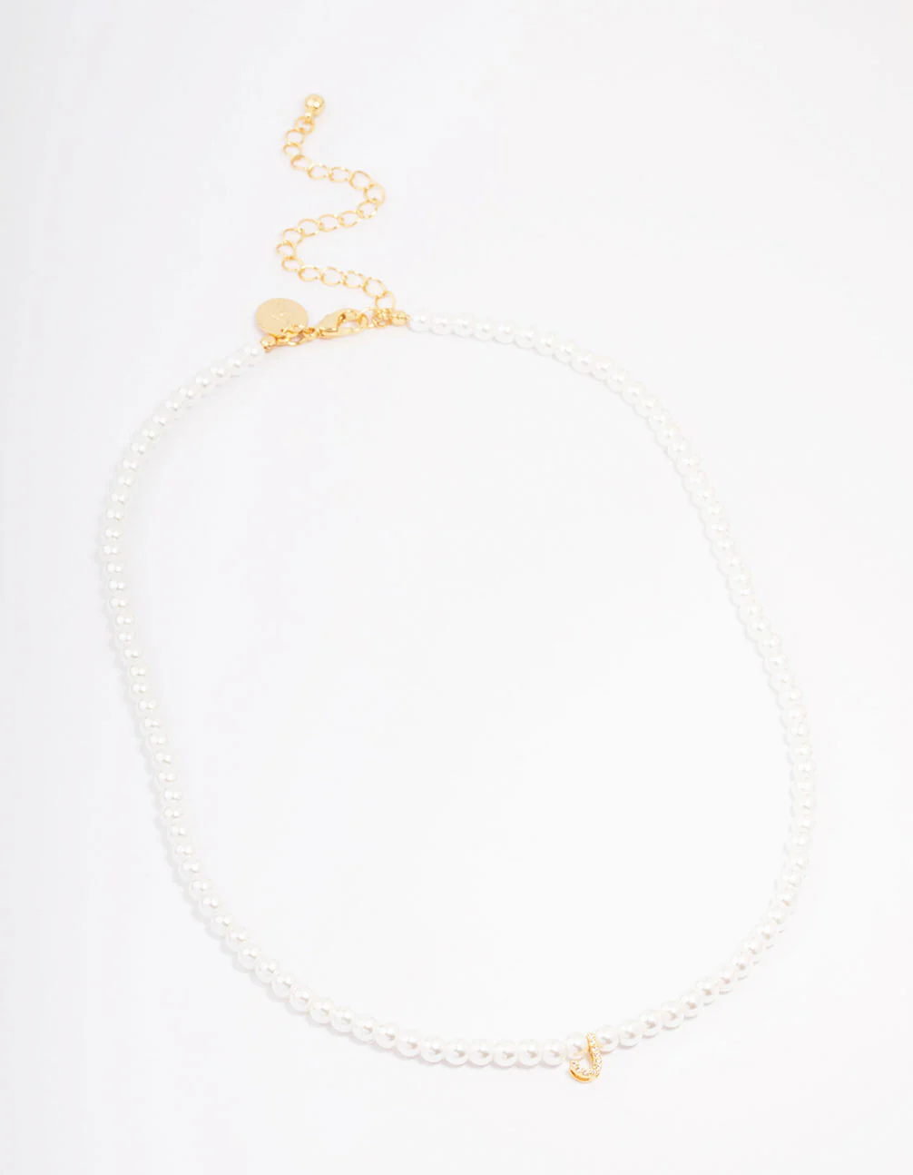 Gold Plated Pearl & Letter J Pendant Necklace - Image 2