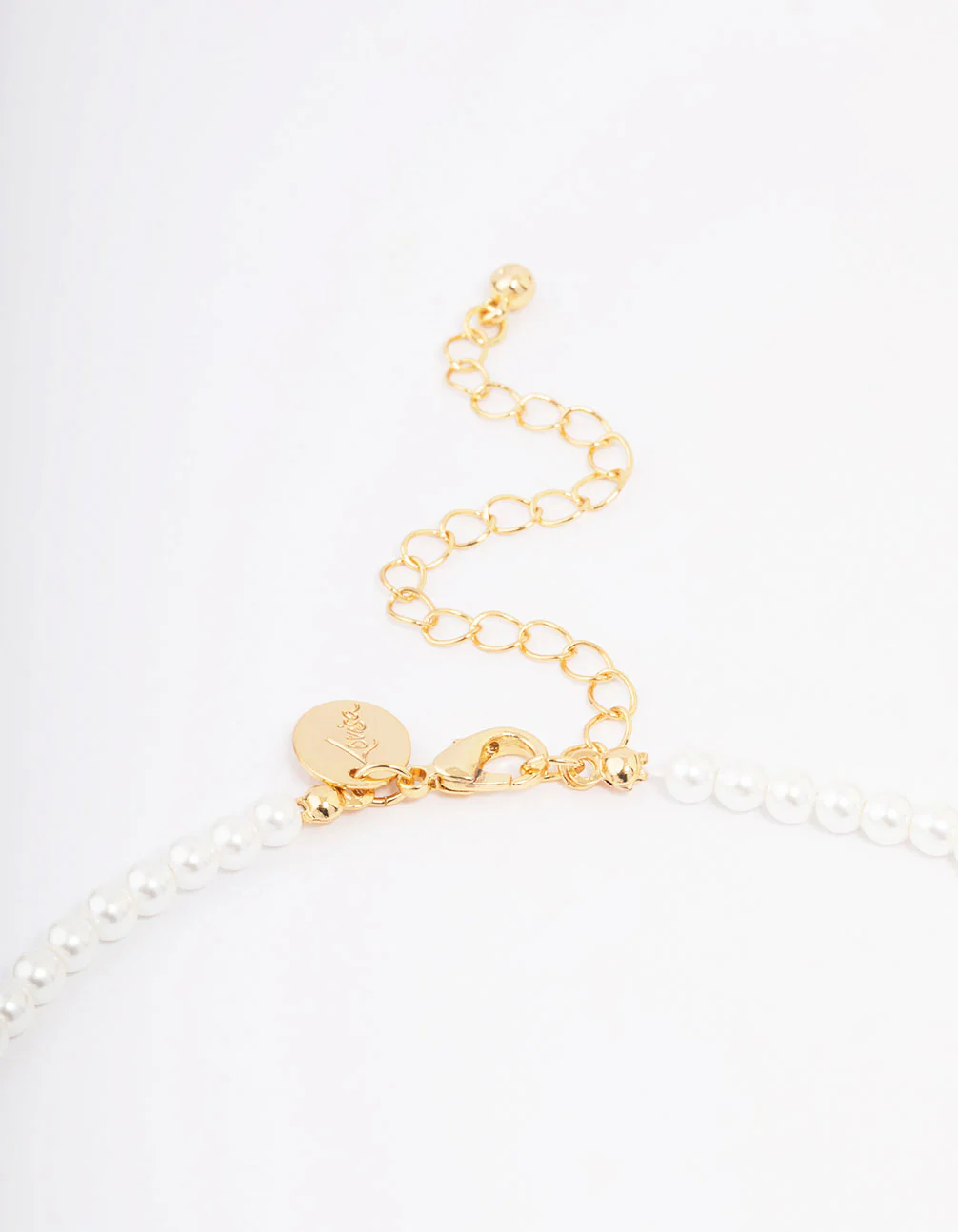 Gold Plated Pearl & Letter J Pendant Necklace - Image 3