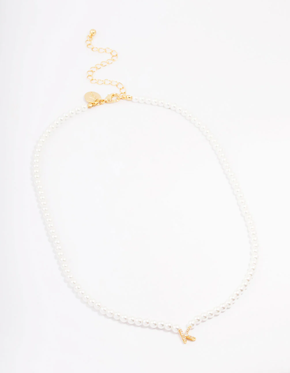 Gold Plated Pearl &  Letter K  Pendant Necklace - Image 2