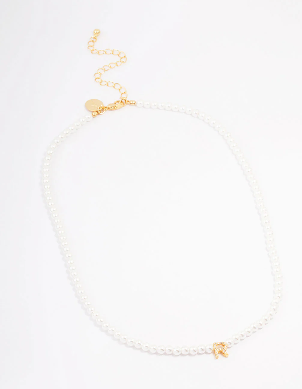 Gold Plated Peael & Letter R  Pendant Necklace - Image 2