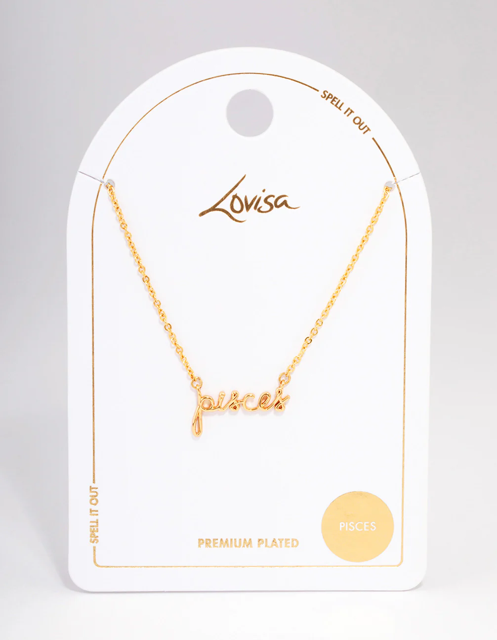 Gold Plated Pisces Script Pendant Necklace - Image 3