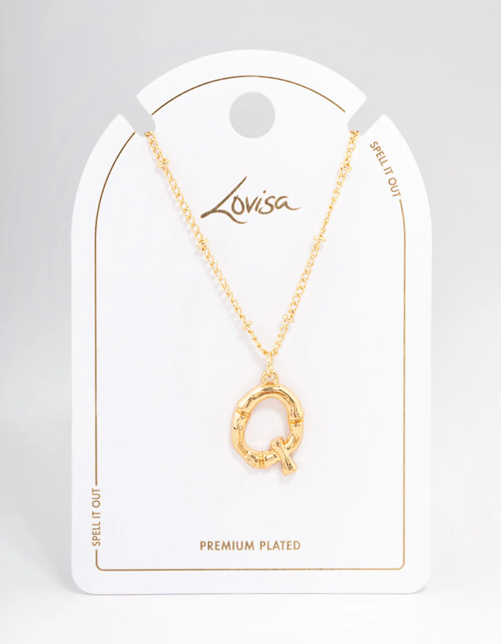 Gold Plated  Letter Q Bamboo  Necklace - Image 3