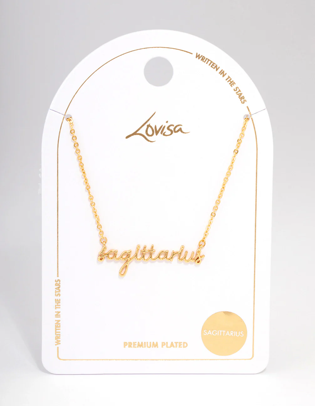 Gold Plated Sagittarius Script Pendant Necklace - Image 3