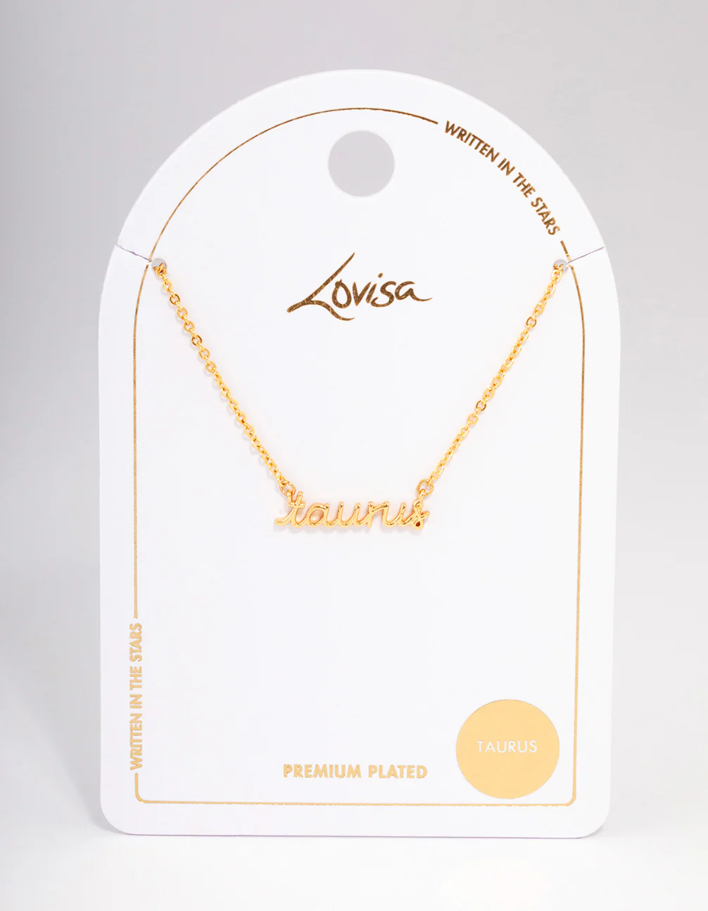 Gold Plated Taurus Script Pendant Necklace - Image 3