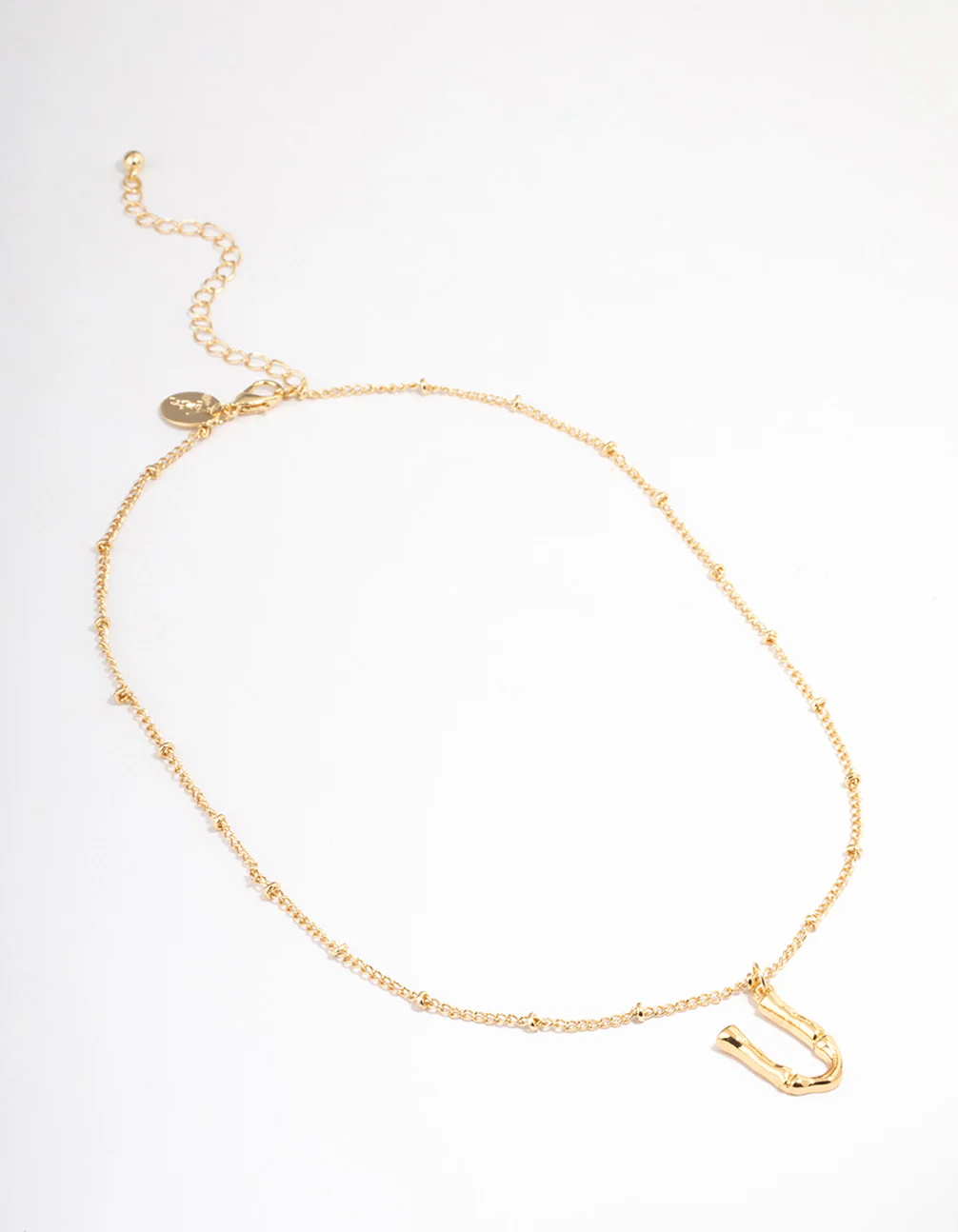 Gold Plated Letter C Bamboo  Necklace - Image 2