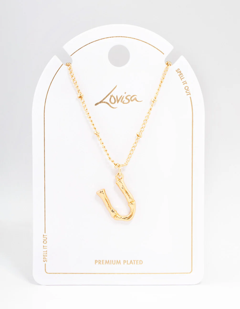 Gold Plated Letter C Bamboo  Necklace - Image 3
