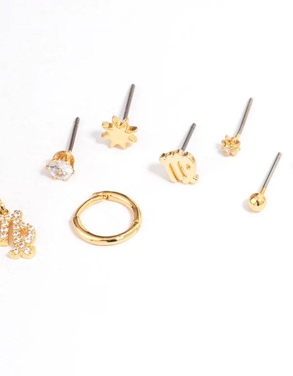Gold Plated Virgo Star Sign Ear Stackers - Image 2