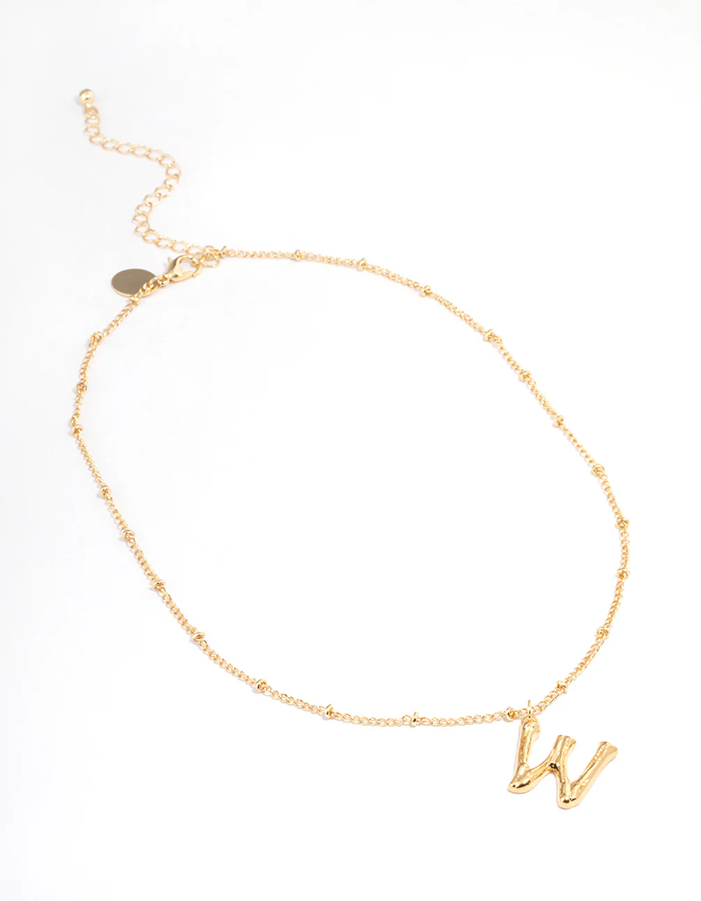 Gold Plated Letter W Bamboo  Necklace - Image 2