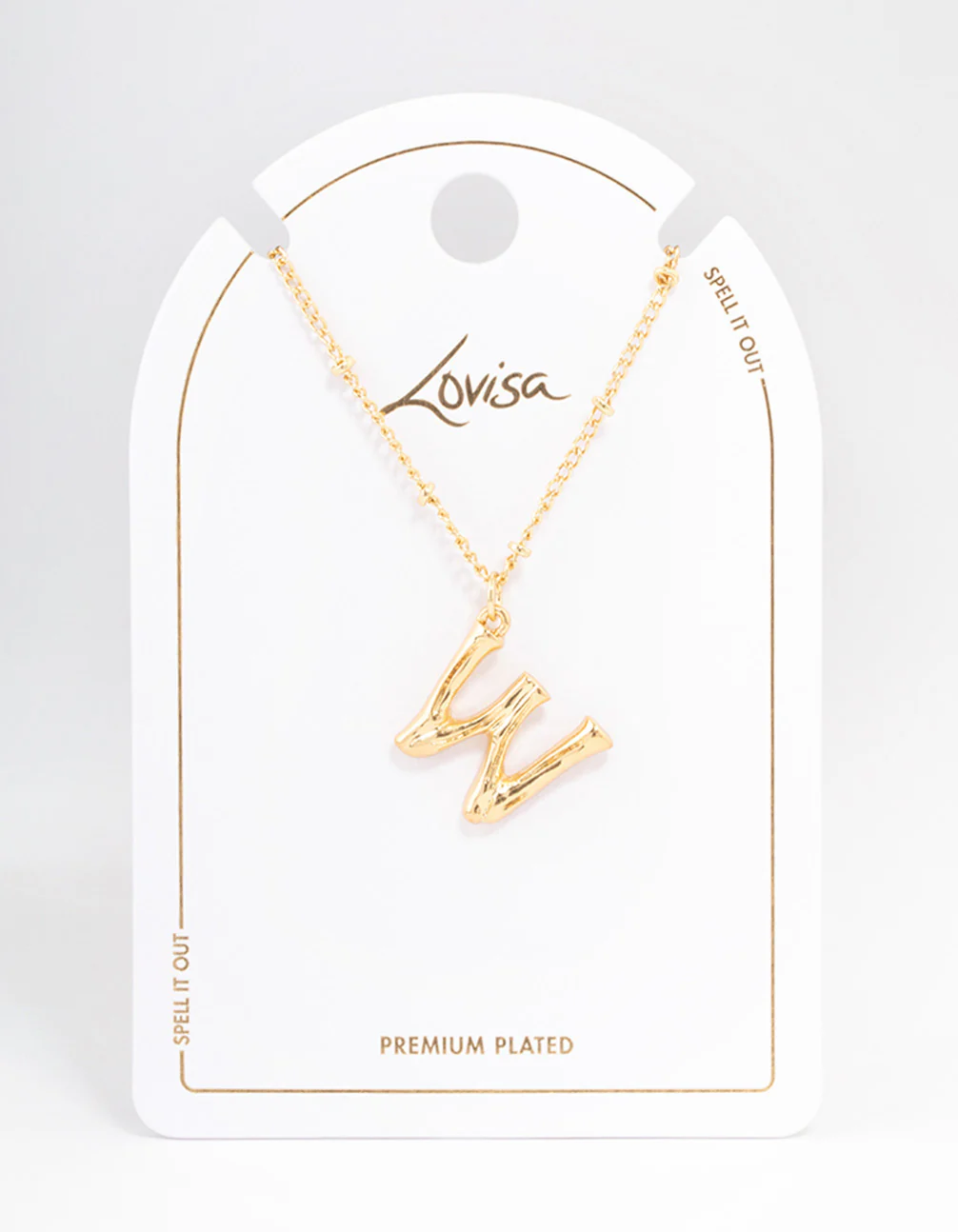 Gold Plated Letter W Bamboo  Necklace - Image 3
