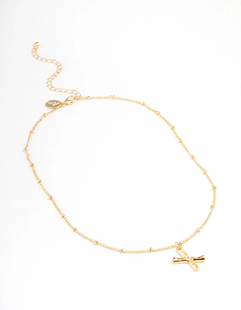 Gold Plated Letter X Bamboo  Necklace - Image 2