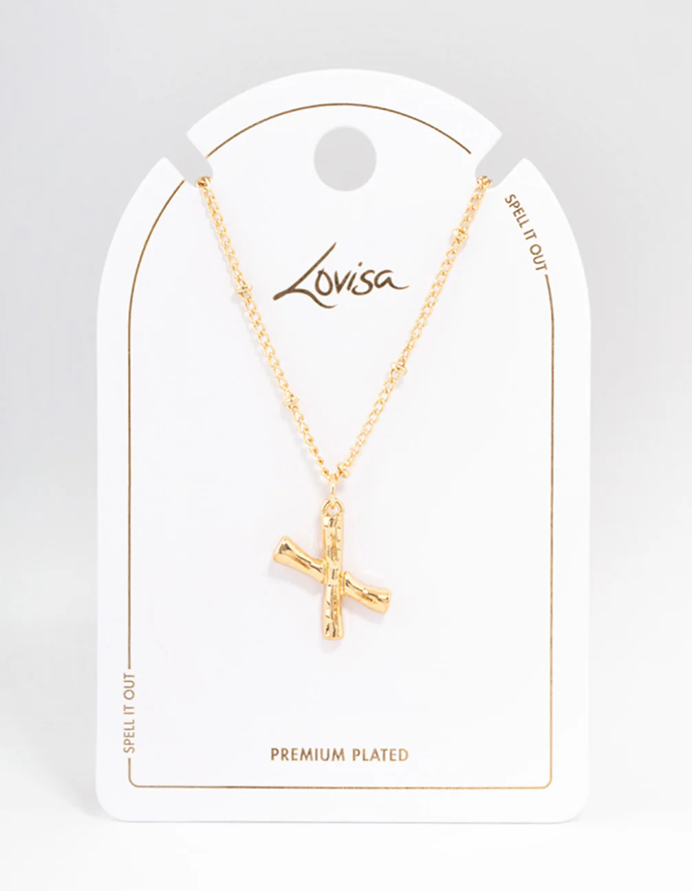 Gold Plated Letter X Bamboo  Necklace - Image 3