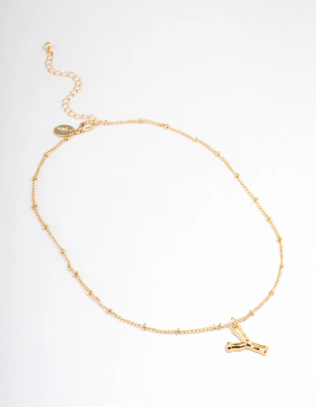 Gold Plated Letter Y Bamboo  Necklace - Image 2