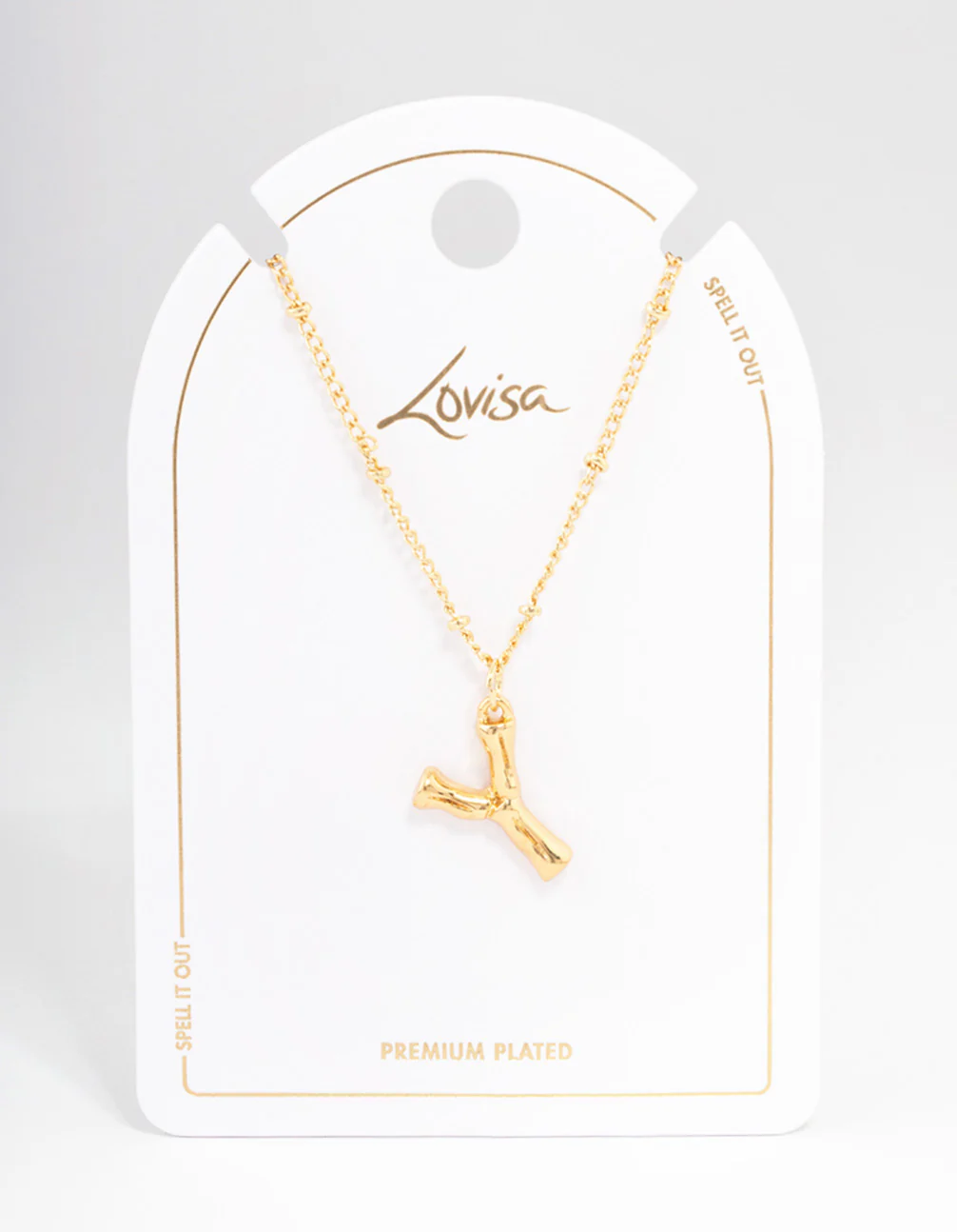 Gold Plated Letter Y Bamboo  Necklace - Image 3