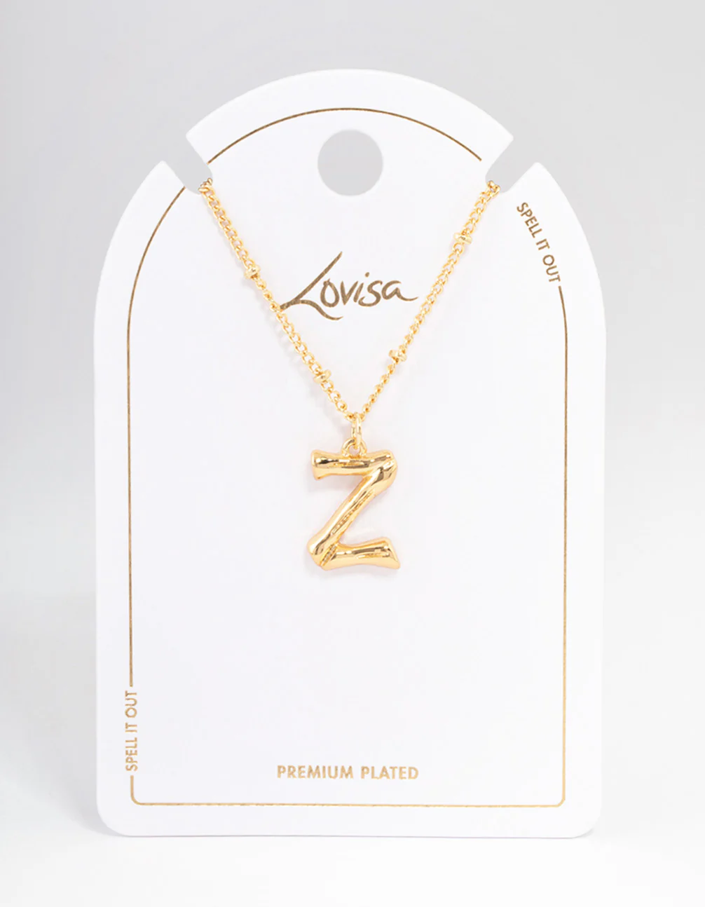 Gold Plated Letter Z Bamboo  Necklace - Image 3