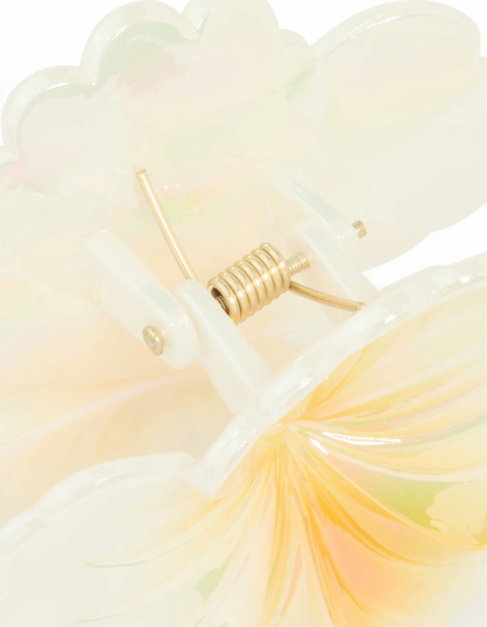Iridescent Yellow Pearlised Hibiscus Claw Clip - Image 3