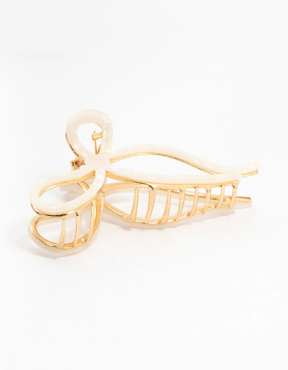 Ivory Acrylic Bow Hair Claw Clip - Image 2