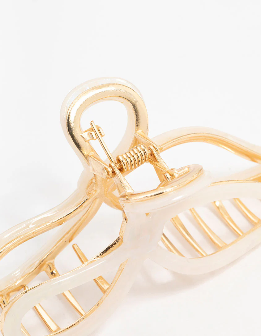 Ivory Acrylic Bow Hair Claw Clip - Image 3
