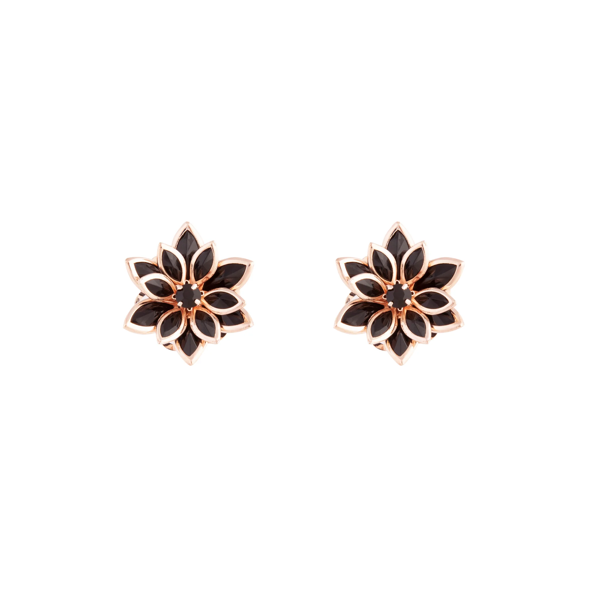 Rose Gold Crystal Flower Earrings