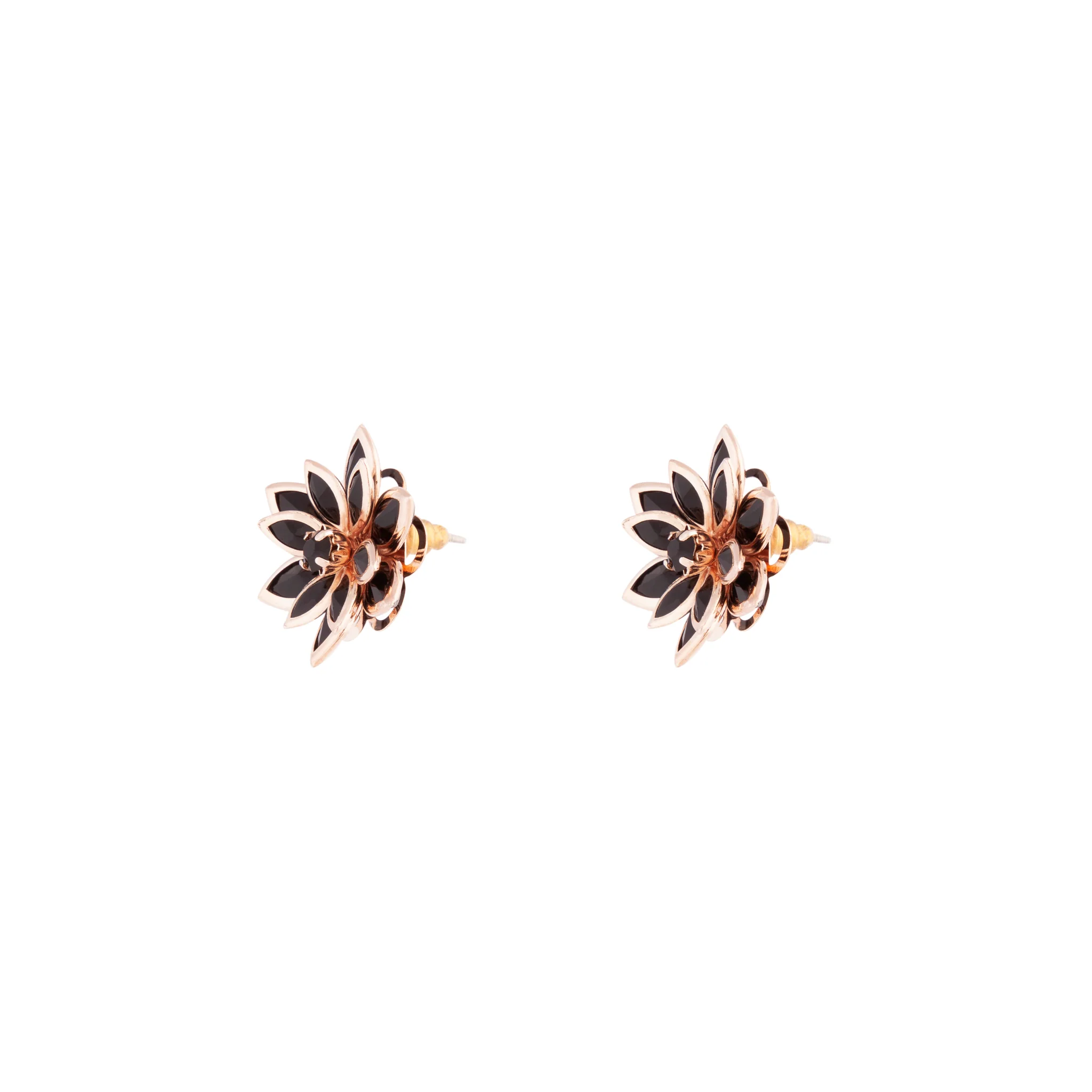 Rose Gold Crystal Flower Earrings - Image 2
