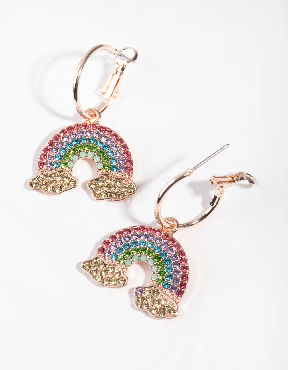 Rose Gold Statement Diamante Rainbow Hoops - Image 2