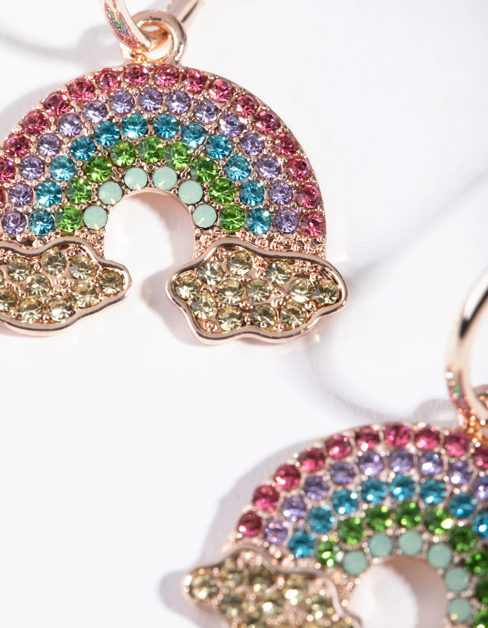 Rose Gold Statement Diamante Rainbow Hoops - Image 3