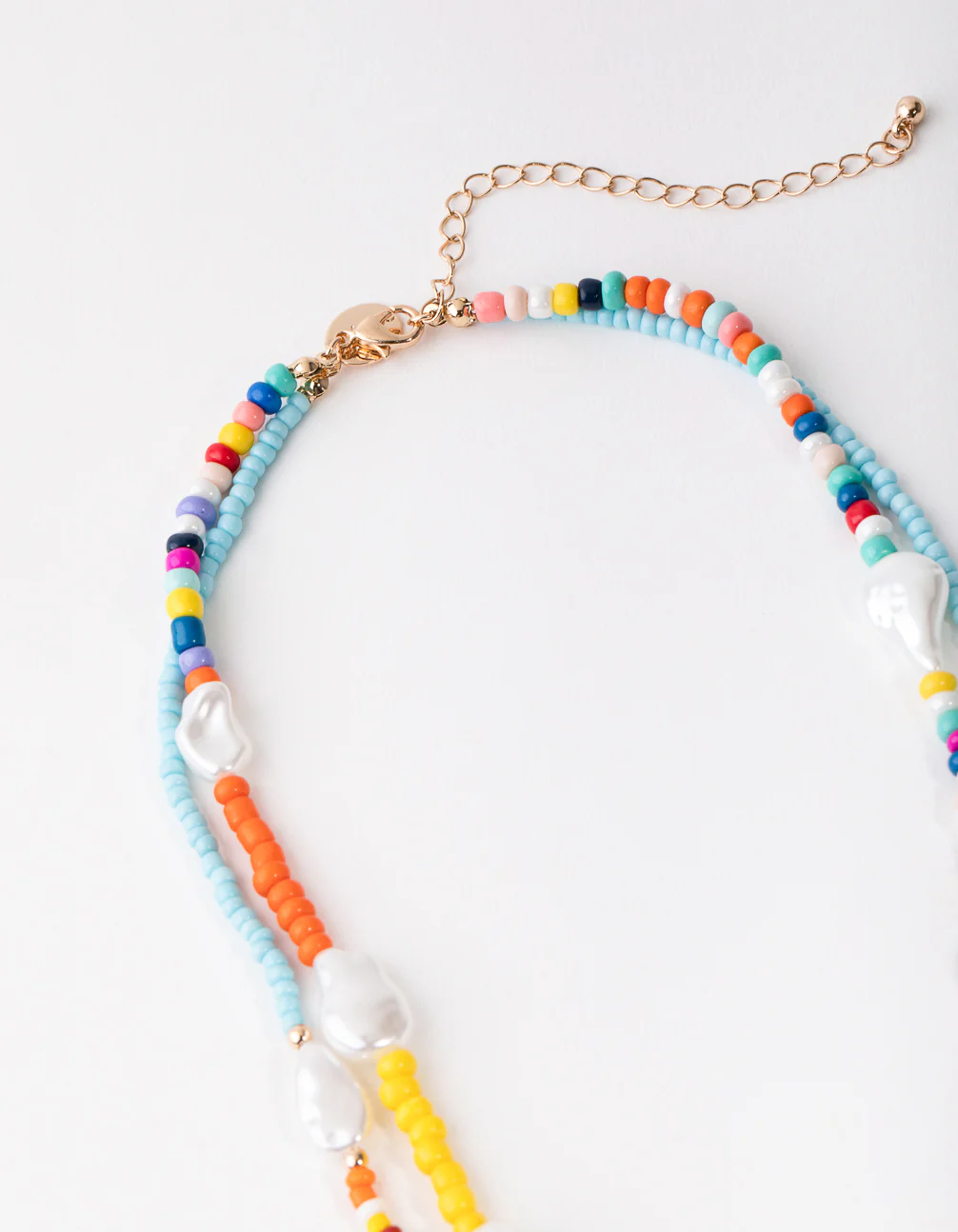 Gold Bead & Pearl 2-Row Necklace - Image 3