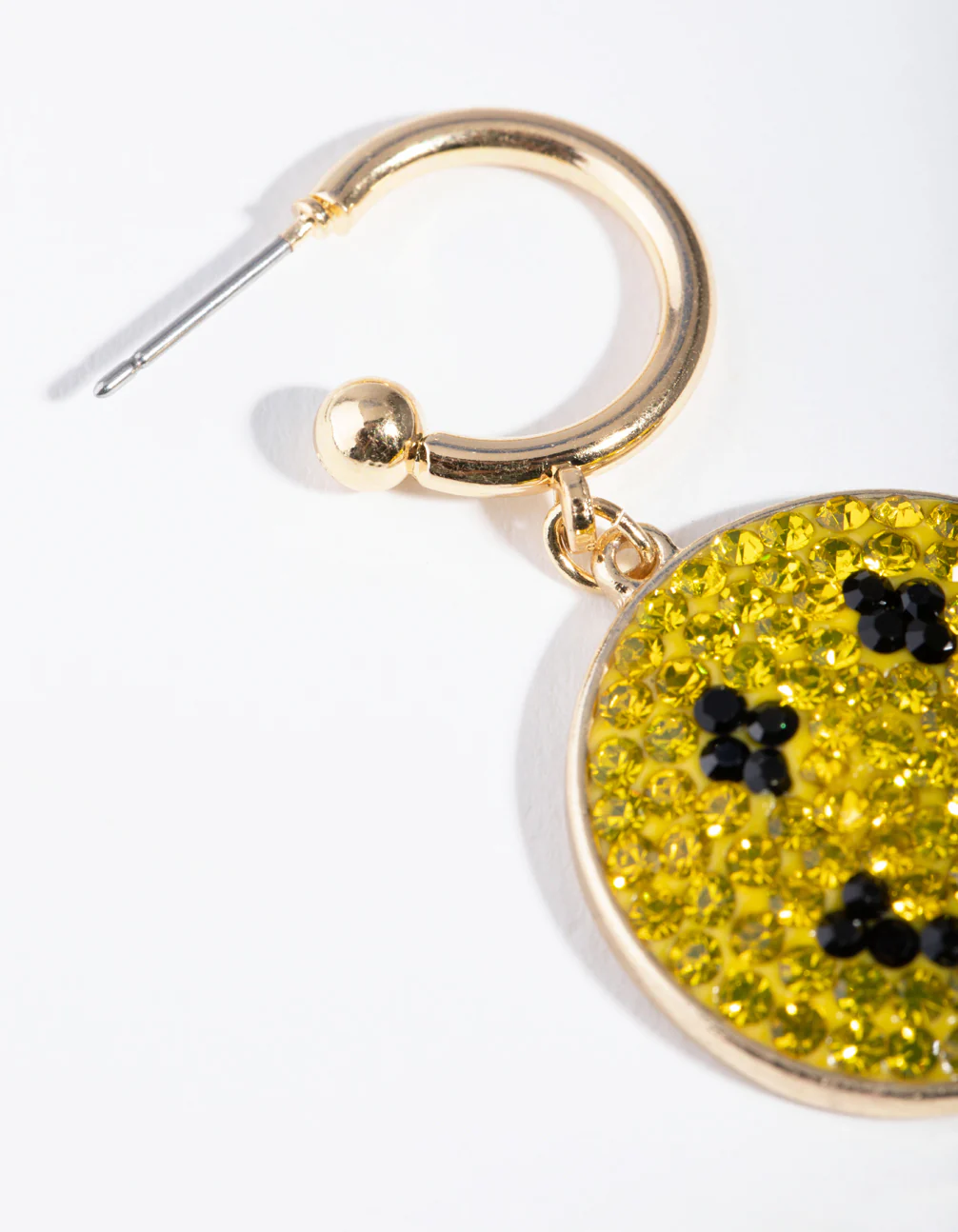 Gold Statement Diamante Smile Hoop Earrings - Image 2