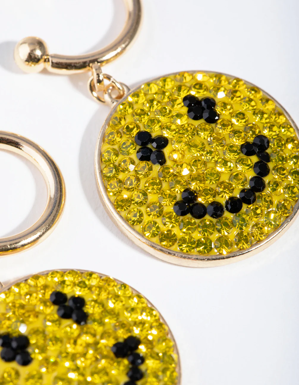 Gold Statement Diamante Smile Hoop Earrings - Image 3