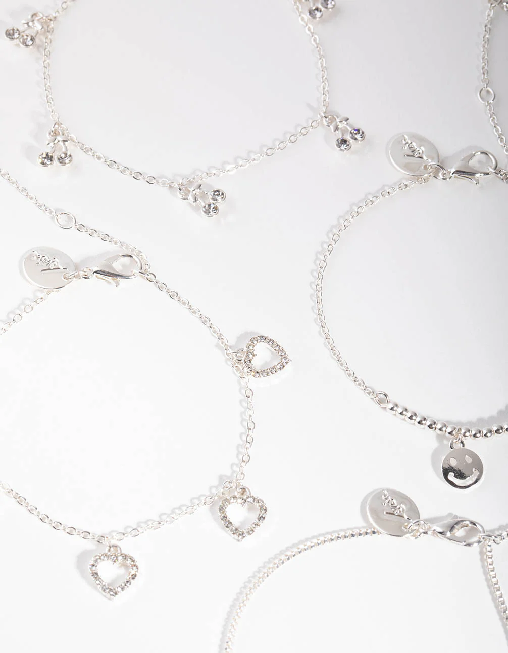 Silver Love Cherry 4-Pack Bracelet & Anklet Set - Image 2