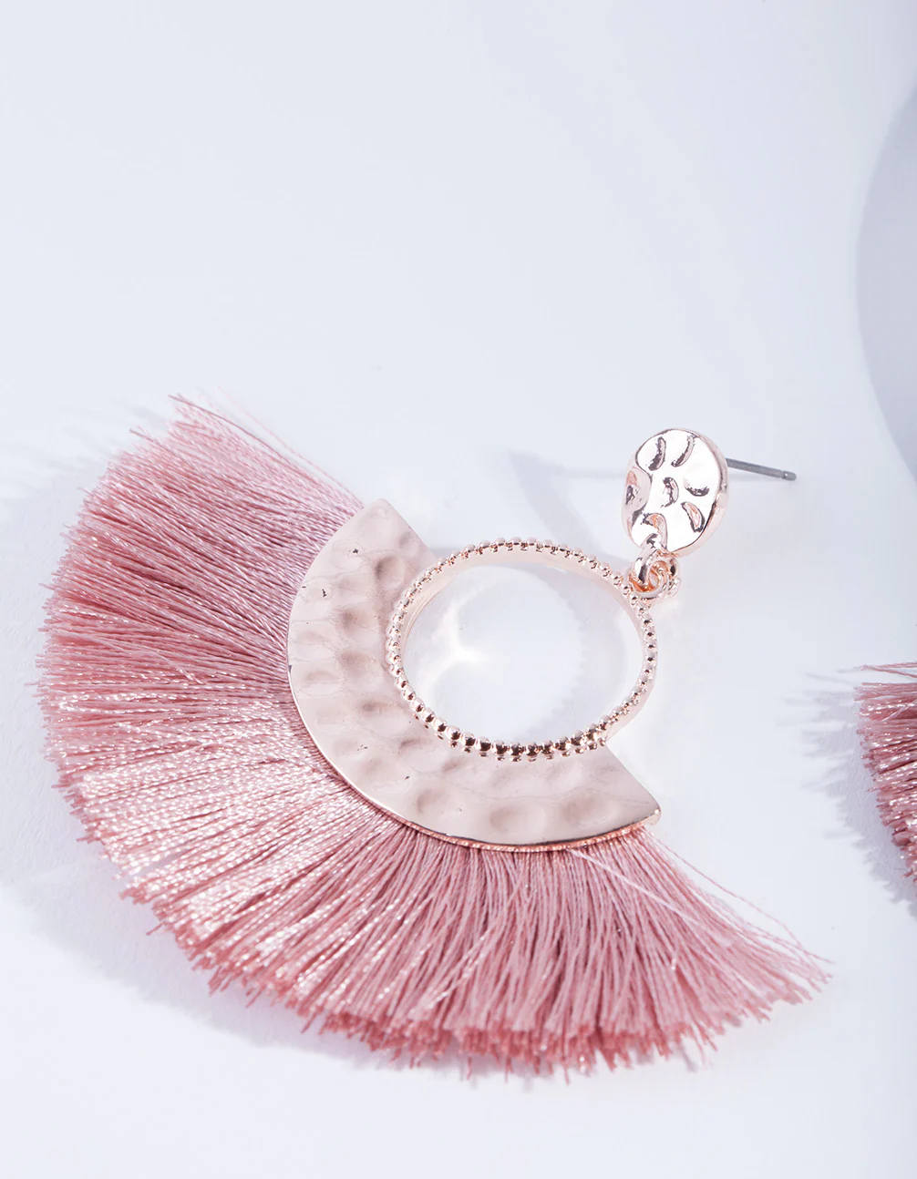 Rose Gold Circle Fringe Earrings - Image 3