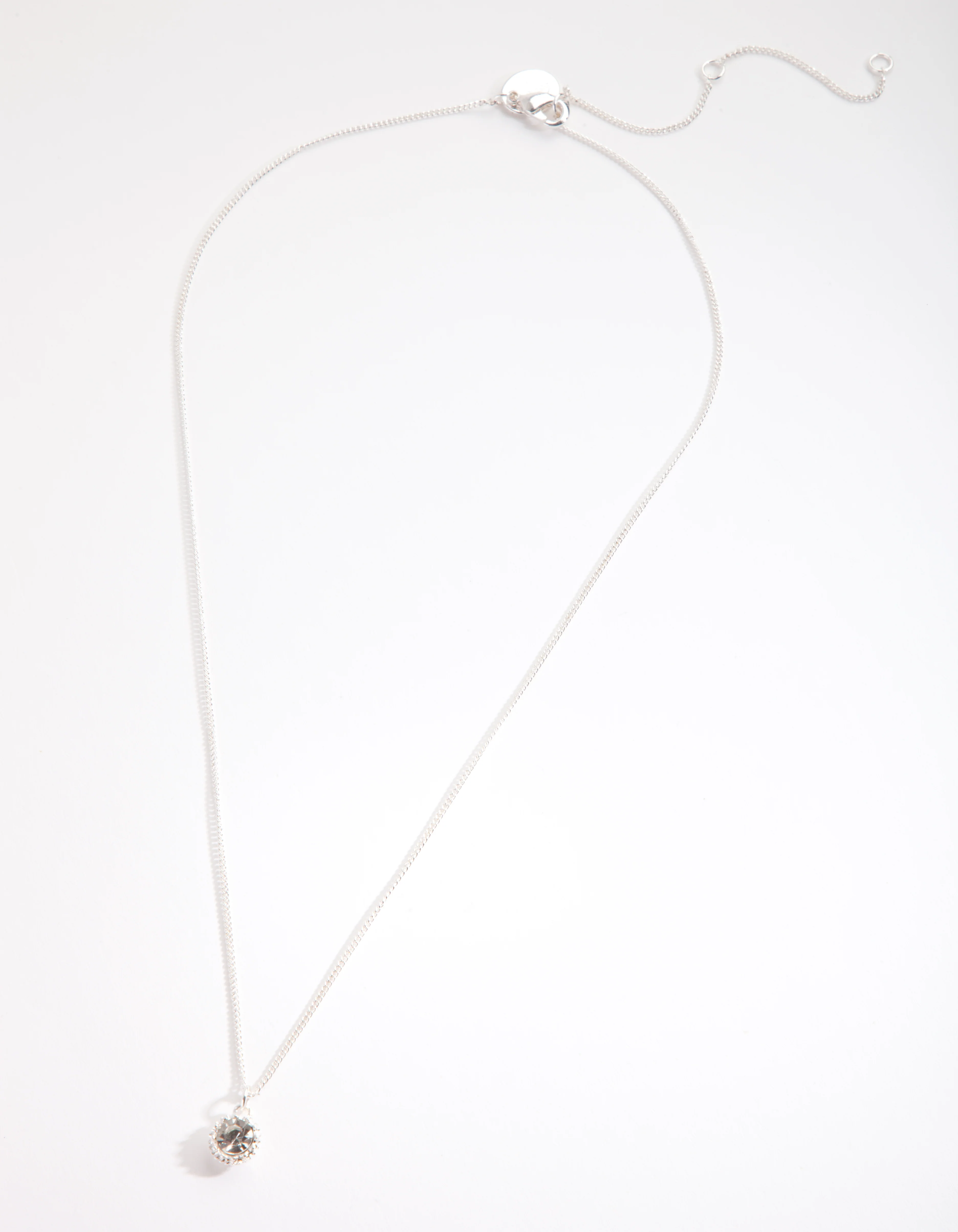 Silver Circle Diamante Necklace - Image 4