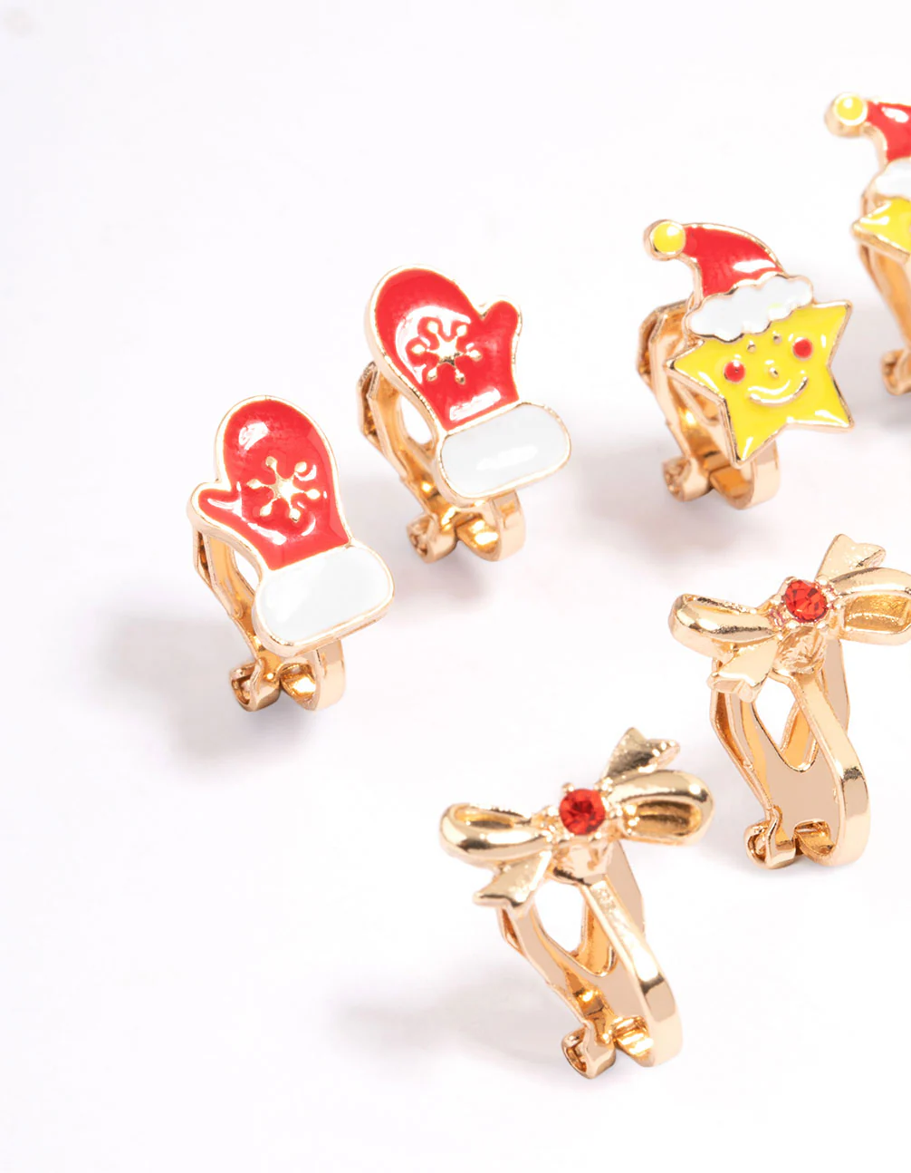 Kids Christmas Star Clip On Earrings 5-Pack - Image 2