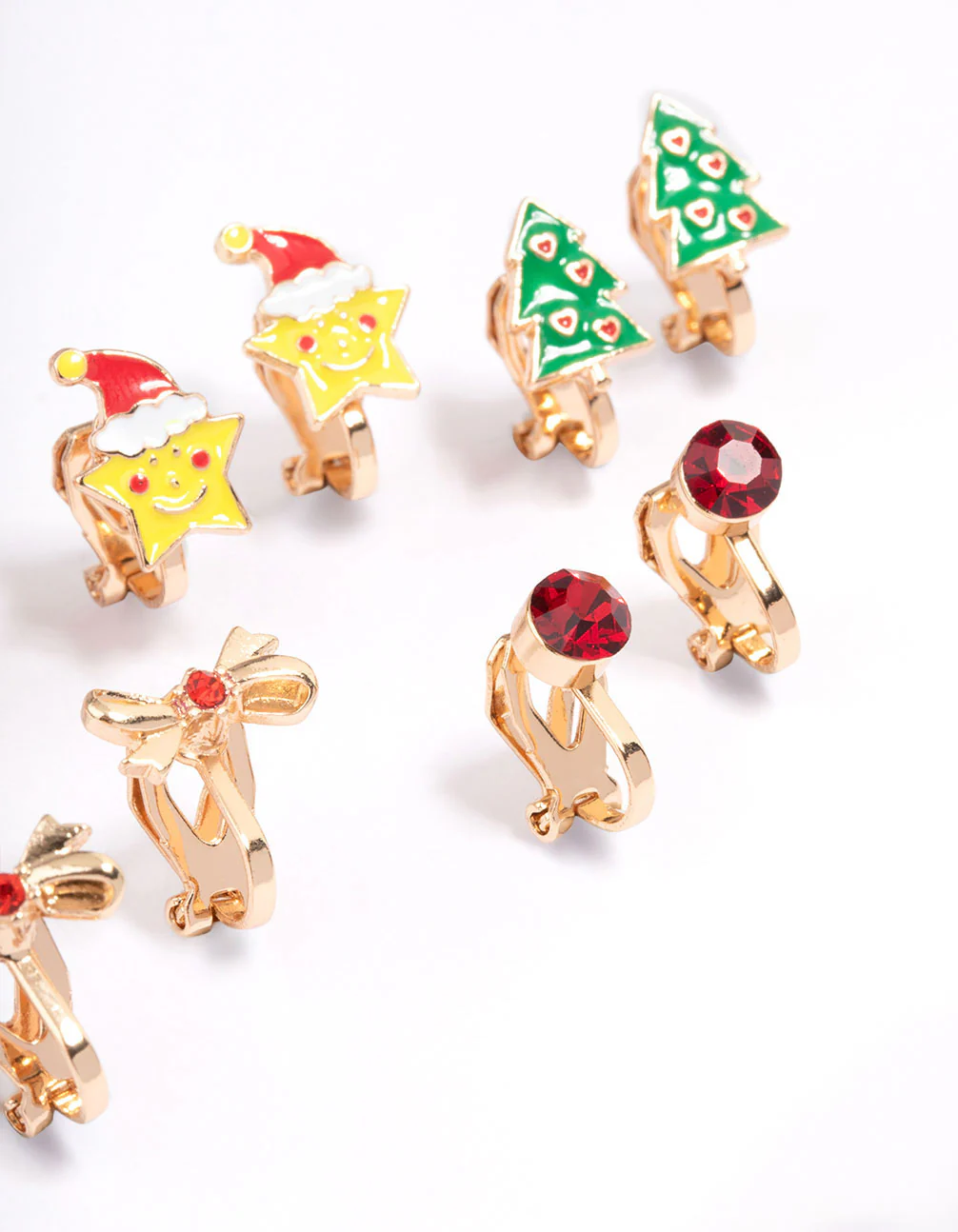 Kids Christmas Star Clip On Earrings 5-Pack - Image 3