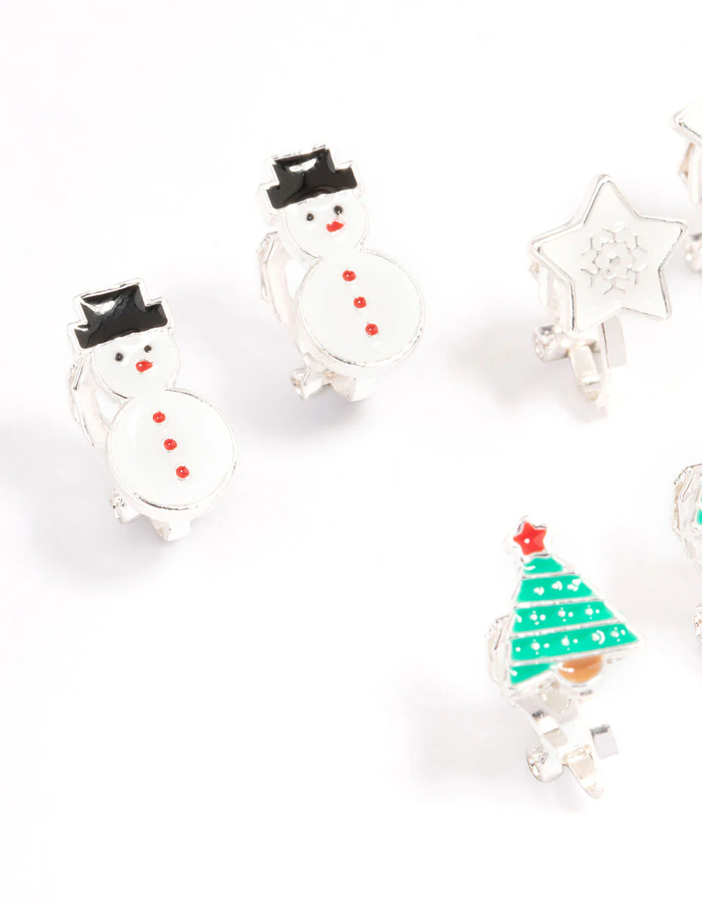 Kids Christmas Snowman Clip On Earrings 5-Pack - Image 2