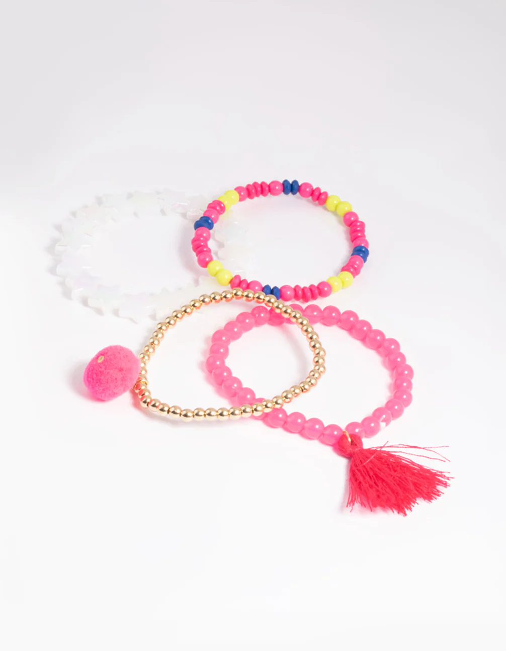 Kids Fluro Pink Stretch Bracelet 4-Pack - Image 2