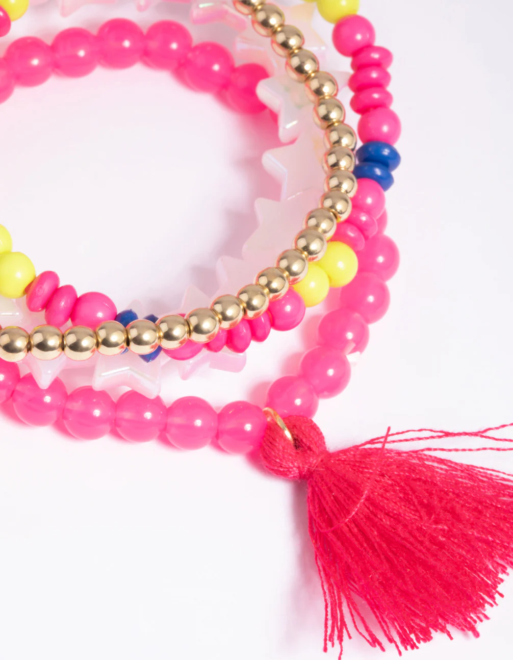 Kids Fluro Pink Stretch Bracelet 4-Pack - Image 3