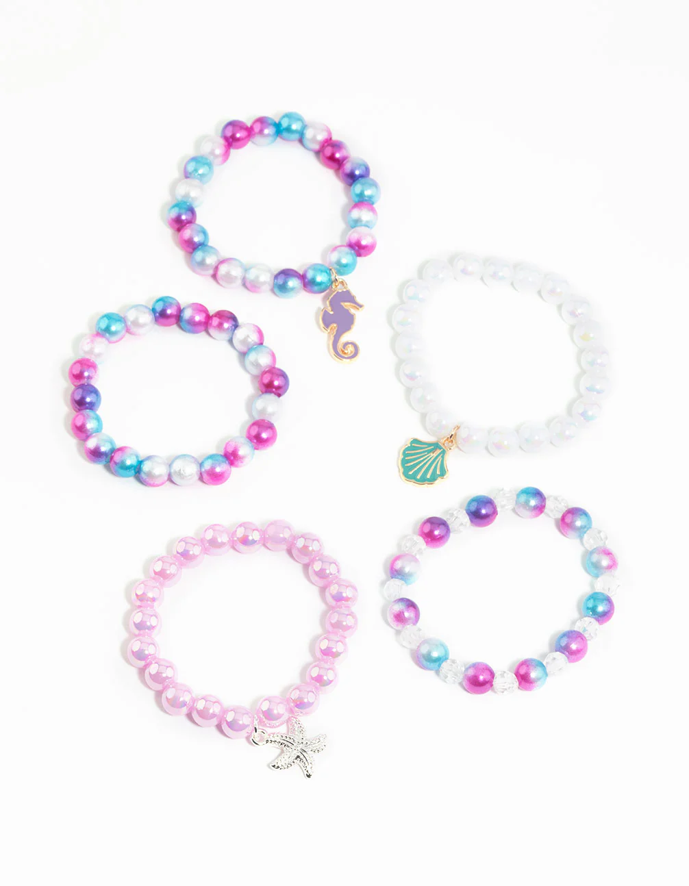 Kids Seaside Ombre Charm Stretch Bracelet 5-Pack - Image 2