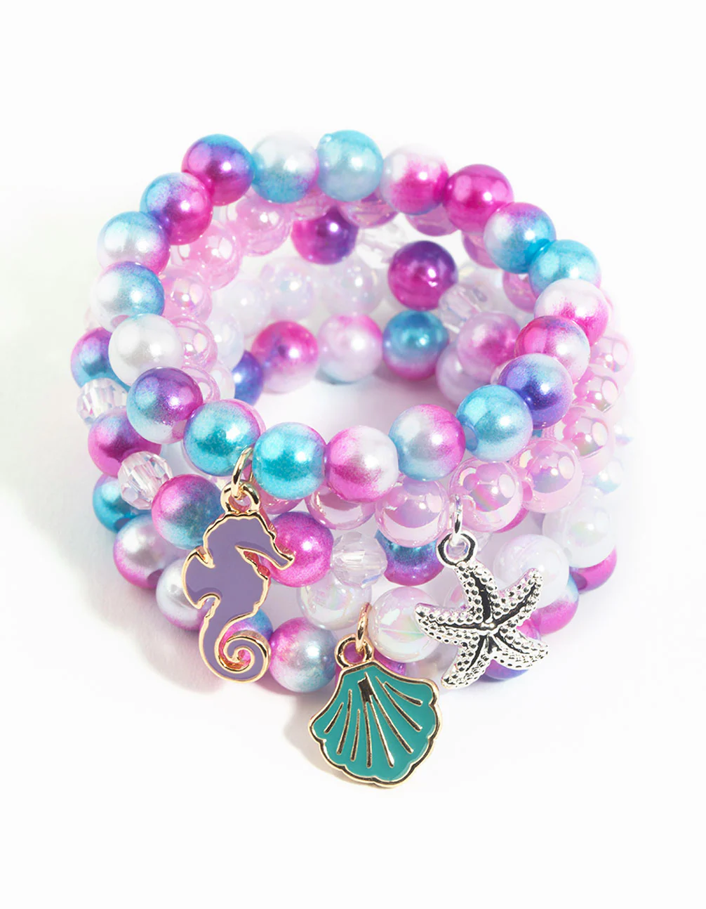 Kids Seaside Ombre Charm Stretch Bracelet 5-Pack - Image 3