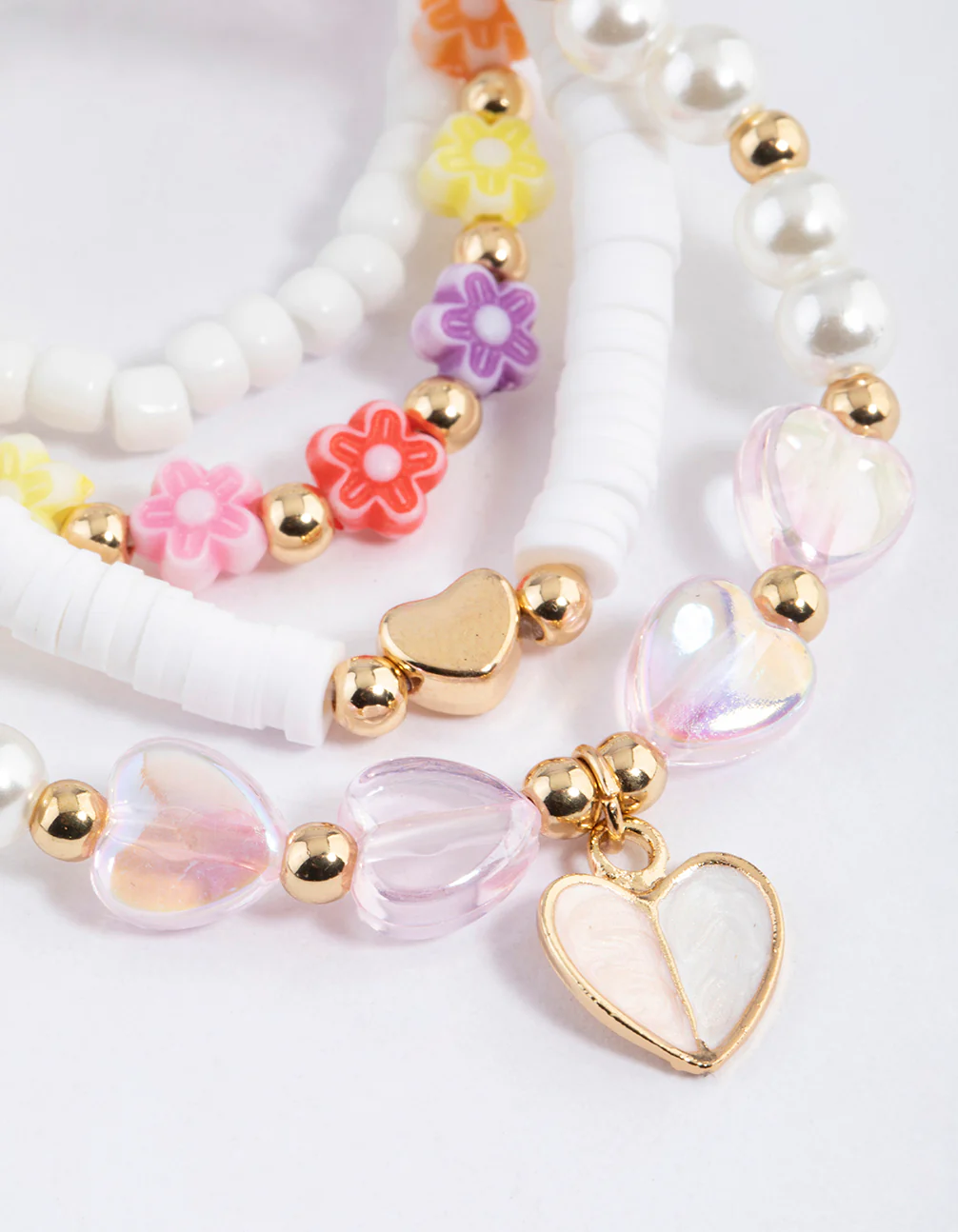 Kids Beaded Pretty Heart Bangle 4-Pack - Image 3