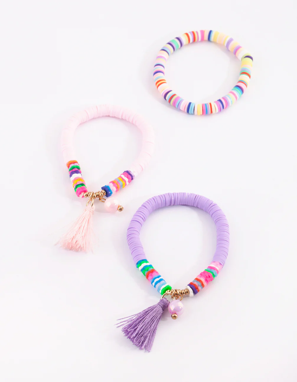 Kids Beaded Tassel Stretch Bracelet Pack - Image 2