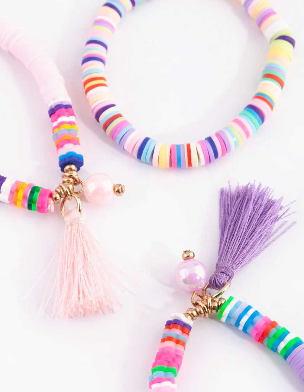 Kids Beaded Tassel Stretch Bracelet Pack - Image 3