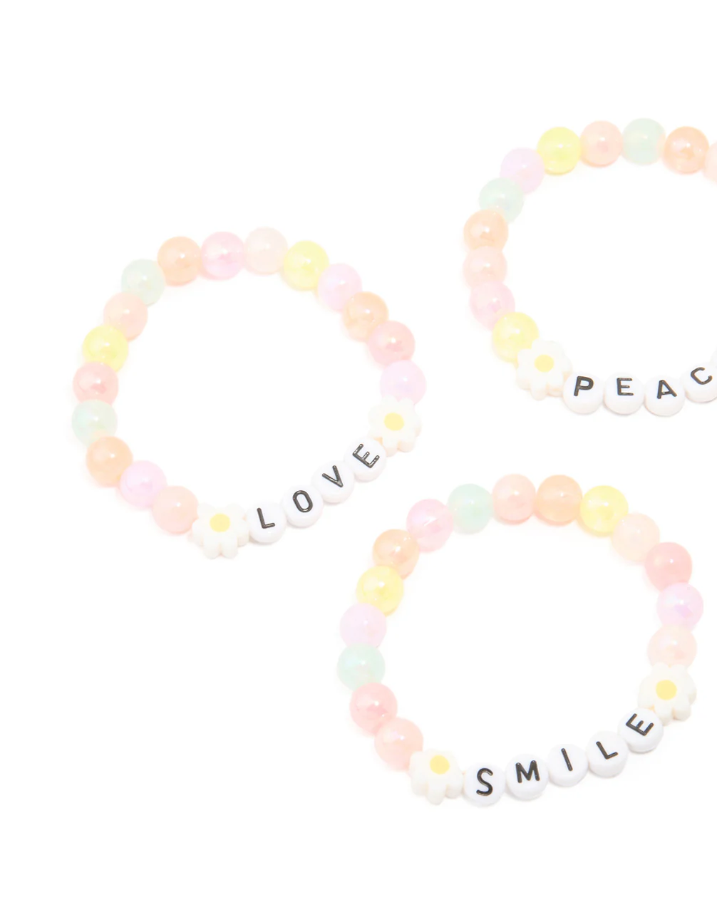 Kids Beaded Flower Best Friends Stretch Bracelets 5-Pack - Image 2